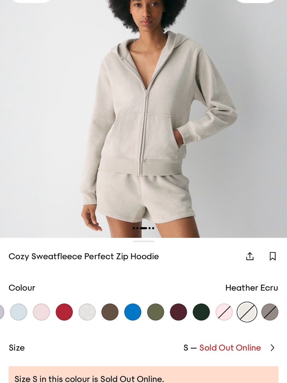 Cozy Sweatfleece Perfect Zip Hoodie - Heather Ecru
